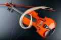 Broken bow to the violin. Damaged musical instrument