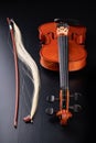 Broken bow to the violin. Damaged musical instrument