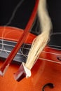 Broken bow to the violin. Damaged musical instrument