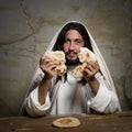 Broken bread at Last Supper Royalty Free Stock Photo