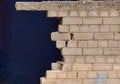 Broken brick wall close up Royalty Free Stock Photo