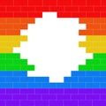 Broken brick wall colored lgbt flag with place for text.