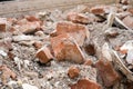 broken bricks stack in demolition site Royalty Free Stock Photo