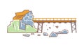 Broken Bridge Disaster Vector Icon, vector design Generative AI Royalty Free Stock Photo