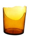 Broken brown bottle isolated on a white background. Shards of glass Royalty Free Stock Photo