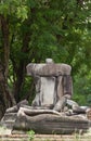 Broken buddha sculpture sit set at Ayutthaya Royalty Free Stock Photo