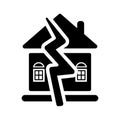 Broken building, Earthquake black icon