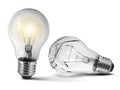Broken bulb, white background Royalty Free Stock Photo