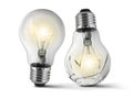 Broken bulb, white background Royalty Free Stock Photo