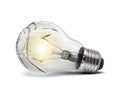 Broken bulb, white background Royalty Free Stock Photo