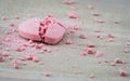 Broken Candy Heart with Crushed Candy Bits Strewn Around