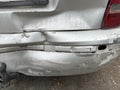 Broken car bumper close-up Royalty Free Stock Photo