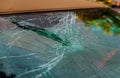 Broken car glass cracked for accident repair front window Royalty Free Stock Photo