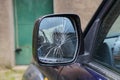 Broken car mirror in Italy Royalty Free Stock Photo