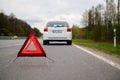 Broken car on a road side Royalty Free Stock Photo