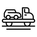 Broken car tow truck icon, outline style Royalty Free Stock Photo