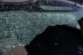 Broken car window after a break-in Royalty Free Stock Photo