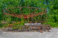 Broken carousel at Pripyat amusement park in the Ukraine Royalty Free Stock Photo