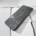 broken cell phone screen with broken tile floor in the background Royalty Free Stock Photo
