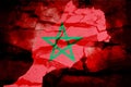 Broken cement blocks blended with Moroccan flag. Repeat exposure Royalty Free Stock Photo