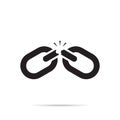 Broken chain icon vector. Damage link symbol in flat style