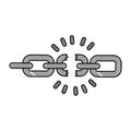 Broken chain isolated icon