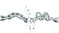 Broken chain isolated separation divorce broken - 3d rendering Royalty Free Stock Photo