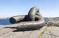 A broken chain link in Brutt Lenke monument in memory of offshore oil rig Alexander Kjelland disaster accident