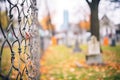 broken chain link fence around an old cemetery Royalty Free Stock Photo