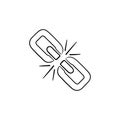 Broken chain link hand drawn outline doodle icon. Royalty Free Stock Photo