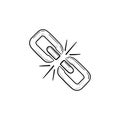 Broken chain link hand drawn outline doodle icon. Royalty Free Stock Photo