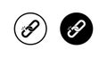 Broken chain link icon in black circle. Hyperlink damage symbol. Security breakdown sign Royalty Free Stock Photo