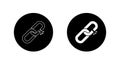 Broken chain link icon in black circle. Hyperlink damage symbol Royalty Free Stock Photo