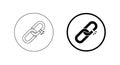 Broken chain link icon in circular outline. Hyperlink damage symbol Royalty Free Stock Photo