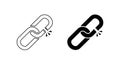 Broken chain link icon. Hyperlink damage symbol Royalty Free Stock Photo