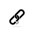 Broken chain link icon. Hyperlink damage symbol. Website error sign Royalty Free Stock Photo