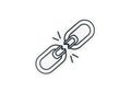 Broken chain link symbolizing disconnection, failure, or loss of connection Royalty Free Stock Photo