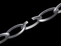 Broken Chain links in close up Royalty Free Stock Photo