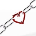 Broken chain with red heart element