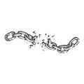 broken chain sketch hand drawn vector Royalty Free Stock Photo