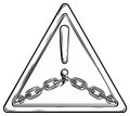 Broken Chain Warning Sign Illustration - Triangle, Exclamation Mark, Security Threat and Risk Graphic Royalty Free Stock Photo