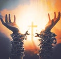 Broken Chains and Cross Royalty Free Stock Photo