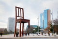 Broken Chair monument near United Nations palace in Geneva Royalty Free Stock Photo