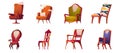 Broken chairs and armchairs old furniture set Royalty Free Stock Photo