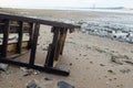 Broken chairs on the beach