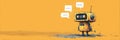 Broken Chatbot Illustration With Glitching Speech Bubbles Against a Soft Yellow Background Showcasing Technology Royalty Free Stock Photo