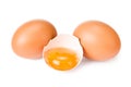 broken chicken egg isolated on a white background Royalty Free Stock Photo