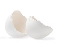 Broken chicken egg shell on white isolated background. Side view. Royalty Free Stock Photo