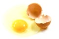 Broken chicken egg, on white background Royalty Free Stock Photo