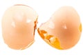 Broken chicken eggshell on white background Royalty Free Stock Photo